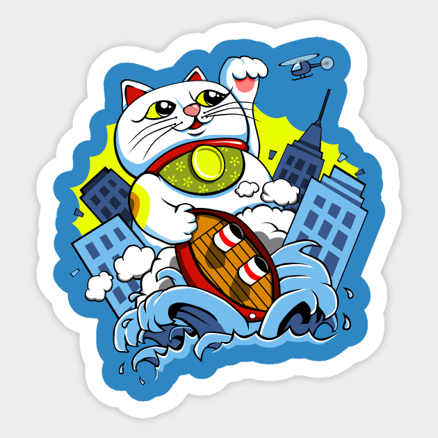 Maneki Nekozilla Sticker by 84Nerd